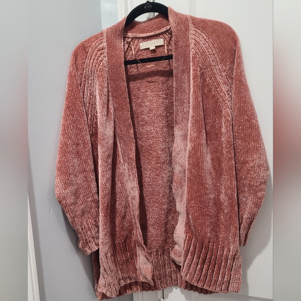 Viral Influencer Loft Chenille Mauve Cardigan XS